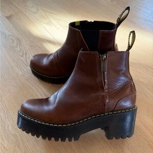 Dr. Martens Brown Leather Platform Ankle Boots